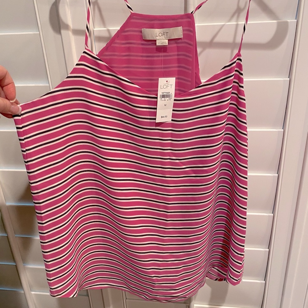 Hot pink abs black striped Tank